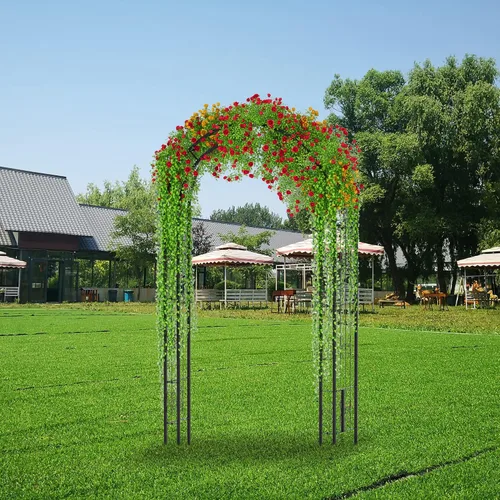 Miniatura 5 de Arbuxzuy Arco de Jardín de Acero de 102 pulgadas Pérgola Enrejado para Plantas Trepadoras Exterior, Patio, Arco de Jardín Ancho Resistente Duradero
