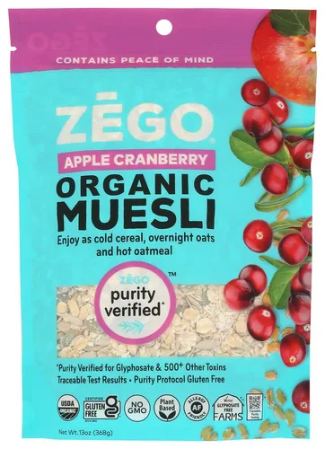 ZEGO Foods Organic Superfood Avena y Muesli, certificado sin gluten (manzana y arándano) 13 onzas