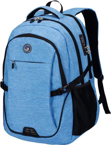 Miniatura 12 de Mochila antirrobo para portátil con carga USB compatible con portátil de 15.6 pulgadas con bloqueo incluido., A-gris