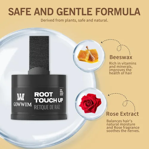 Miniatura 9 de gowwim Polvo de línea capilar (marrón oscuro) Tinte de raíz de cabello, color instantáneo, cubierta de sombra de cabello gris, retoque de cabello