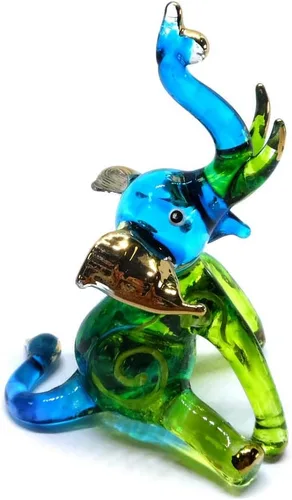 Miniatura 9 de Paquete de 2 figuras de elefante de cristal soplado de 2 pulgadas hechas a mano, figuras de elefante sentado y de pie, ideas coleccionables