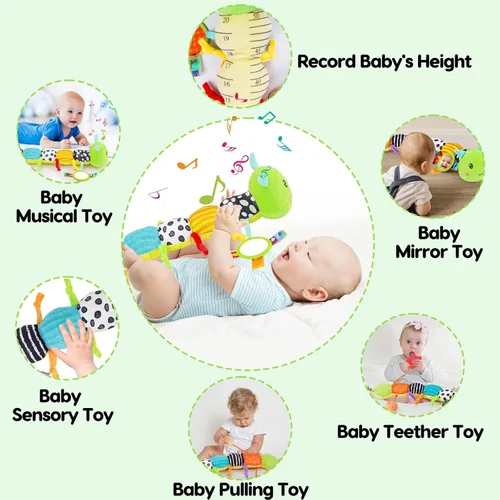 Miniatura 6 de Juguetes sensoriales para bebés de 0 a 6 meses, animal musical de peluche con forma de oruga para bebés de 0 a 3 a 6 a 12 meses, tiempo de barriga