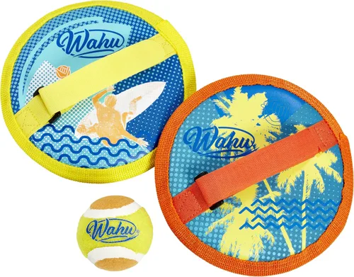 Miniatura 2 de WAHU Juego de pelota de agarre de agua con 1 bola y 2 guantes ajustables, juego de juguetes de playa con velcro para exteriores, amarillo/naranja