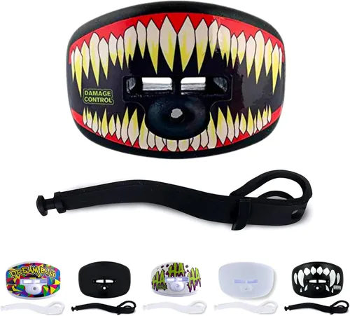 Miniatura 9 de DAMAGE CONTROL Protector Bucal Pacifier – Protector bucal de fútbol americano con correa para casco, protege los dientes, la mandíbula y la boca