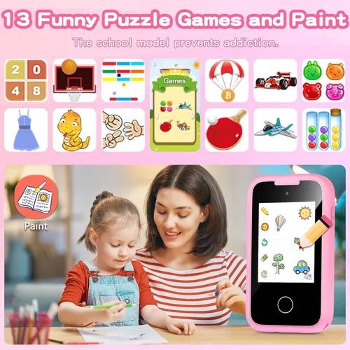 Miniatura 4 de Teléfono Inteligente para Niñas, Regalo de Navidad y Cumpleaños para Niñas de 3-8 Años, Teléfono de Juguete para Niños, Teléfono Celular de Juguete