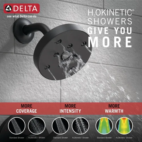 Miniatura 6 de Delta Faucet Trinsic Serie 14 - Kit de molduras de ducha de una sola función con cabezal de ducha H2Okinetic de un solo rociador, negro mate Mate