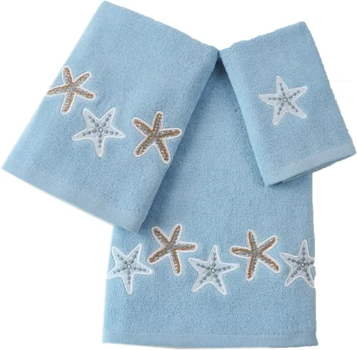 Miniatura 19 de Marina Decoration Juego de toallas de lujo premium ultra suave 100% algodón bordado para baño, moderno, 3 piezas, diseño cuadrado negro Cuadrado