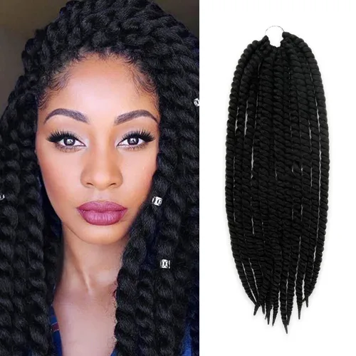 Miniatura 28 de Trenzas de ganchillo de pelo sintético auténtico doble Jumbo Senegalese Twist 12" (30)