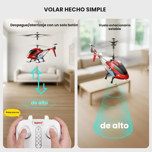 Miniatura 4 de SYMA S107H-E Helicóptero RC para niños de 8-12 años y principiantes, helicóptero de control remoto con retención de altitud, 2 modos de velocidad