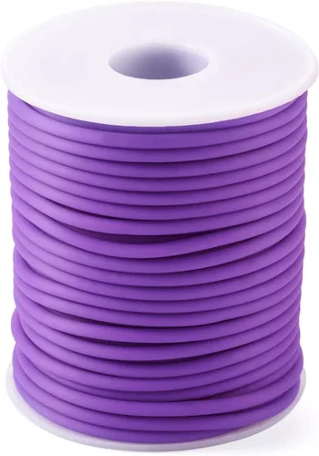 Miniatura 23 de FASHEWELRY 3 rollos de cables de goma huecos para tejer, cable de peluquero de 0.079 pulgadas (0.079 in), cables de silicona para tejer puntada