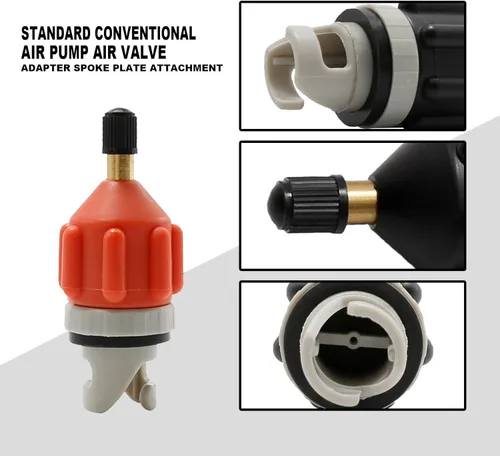 Miniatura 3 de Adaptador de bomba SUP, bomba de aire inflable para barco, kit de adaptador de válvula de aire, boquilla de aire, cabezal de conversión Naranja