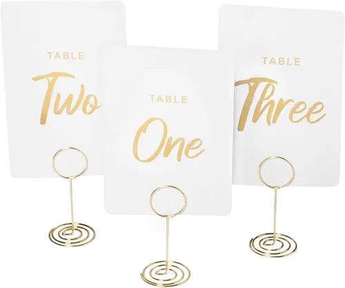 Miniatura 9 de Sutter Signs Juego de tarjeteros dorados para mesa de boda del 1 al 30 Elegantes letreros de mesa para recepciones de boda