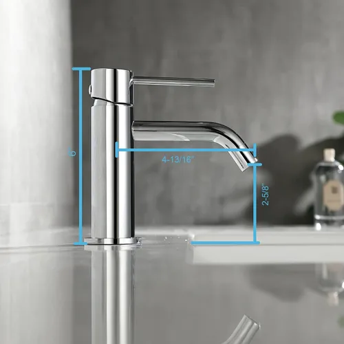 Miniatura 3 de Grifo de baño cromado de un solo agujero, grifo de agua de una sola manija para baño con ensamblaje de drenaje emergente y líneas de suministro