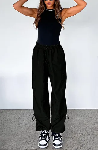 Miniatura 3 de Waitfairy Pantalones de paracaídas para mujer, pantalones cargo holgados con bolsillos