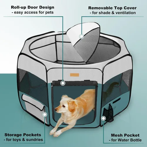 Miniatura 2 de Corralito para perros, corral portátil para mascotas para gatos, cachorros, conejos, pollos, tienda de campaña plegable de gran capacidad para Azul