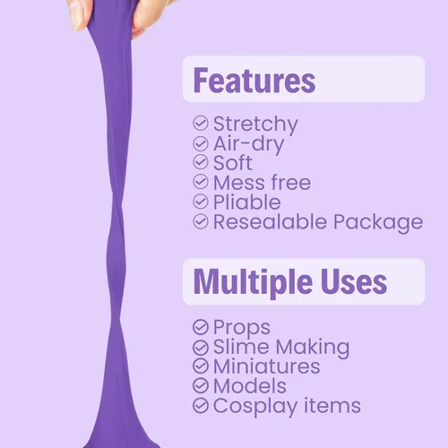Miniatura 2 de BOHS Arcilla de espuma violeta para modelar – 1.1 libras, esponjosa, suave, seca al aire – para espejo de flores, cosplay, hornear falso