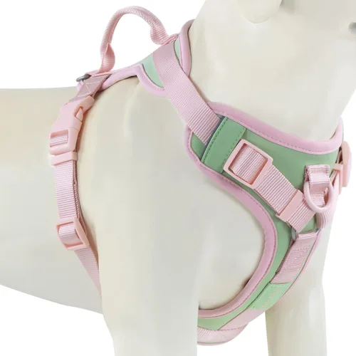 Miniatura 10 de Wolfone Arnés sin tirones para perro, ajustable, suave, acolchado, chaleco para mascotas, con asa de control, adorable arnés diario para perros