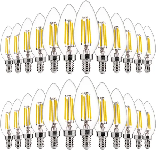 Miniatura 18 de FLSNT Amber LED Candelabra Light Bulbs 40W Equivalent, B11 E12 LED Chandelier Bulbs, 2200K Warm White, Dimmable, 330LM, 96 Pack UL,CA65 Listed.