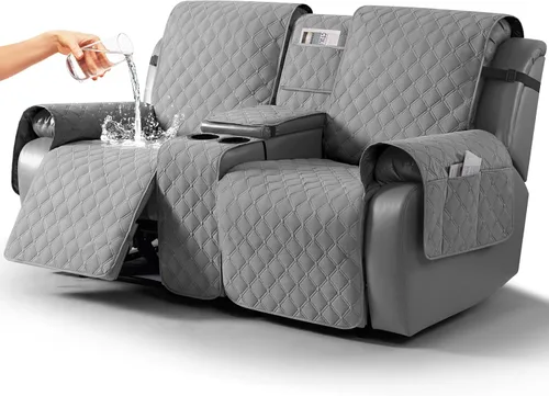 Miniatura 25 de TAOCOCO Funda para Sillón de Dos Plazas Reclinable 100% Impermeable con Consola Central, Funda de Sofá Reclinable Reversible para 2 Asientos