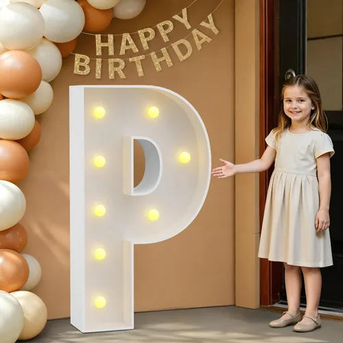 Miniatura 19 de IMPRSV Letras de mosaico iluminadas de marquesina, 4 pies para globos y fiestas, decoración de kit de arco