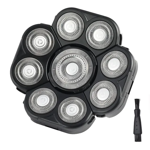 Miniatura 10 de Cabezal de repuesto para afeitadora eléctrica, 8 cabezales para hombres calvos, compatible con húmedo y seco, impermeable, 8D black3