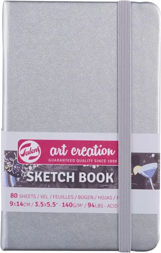Talens Art Creation T9314-041M 403638 Cuaderno de bocetos Talens Art Creation, cuaderno de dibujo, 3.5 x 5.5 pulgadas (9 x 14 cm), plateado Plata