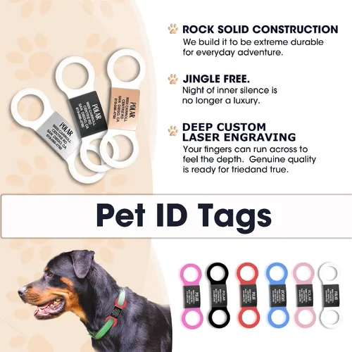 Miniatura 6 de Etiquetas de identificación de mascotas deslizables de acero inoxidable de 1 pulgada para gatos y perros, sin ruido, silenciosas, sin tintineos