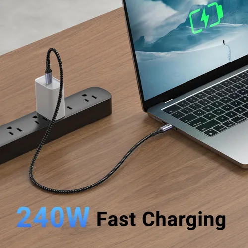 Miniatura 3 de Paquete de 2 cables USB 4 de 1 pie, cable USB C a USB C de 240 W, transferencia de datos de alta velocidad de 40 Gbps y salida de video de pantalla