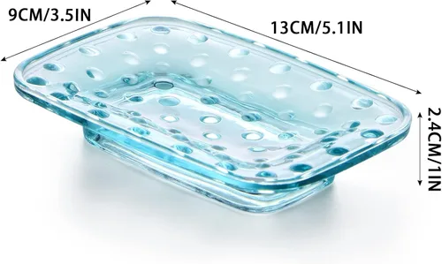 Miniatura 3 de MDLUU Paquete de 2 jaboneras de barra de vidrio, soporte para jabón en relieve, bandeja protectora de jabón decorativa para ducha, bañera, fregadero