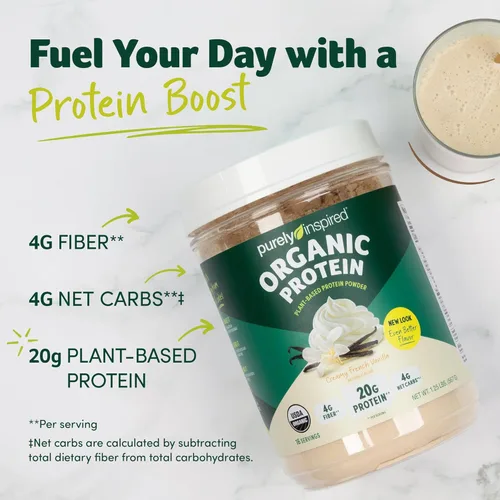 Miniatura 2 de Purely Inspired Batido de proteína orgánica en polvo, 100% a base de plantas con proteína de guisante y arroz integral