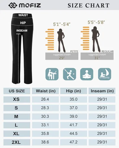 Miniatura 7 de MoFiz Pantalones de yoga para mujer, corte de bota, pantalones de trabajo, elásticos, para oficina, casuales, pantalones de golf pequeñosregular2931