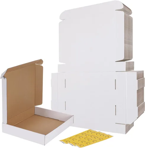 Miniatura 28 de RLAVBL Juego de 25 cajas de envío de 10 x 8 x 3, caja de cartón corrugado blanca para embalaje, correo, negocios Blanco