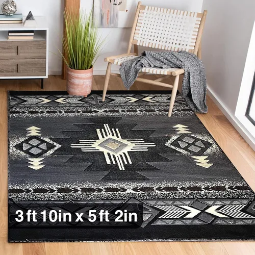 Miniatura 19 de YHSF South West - alfombra estilo nativo americano del suroeste C318 - fácil de limpiar, gruesa, suave, duradera, alfombra inspirada en tribus