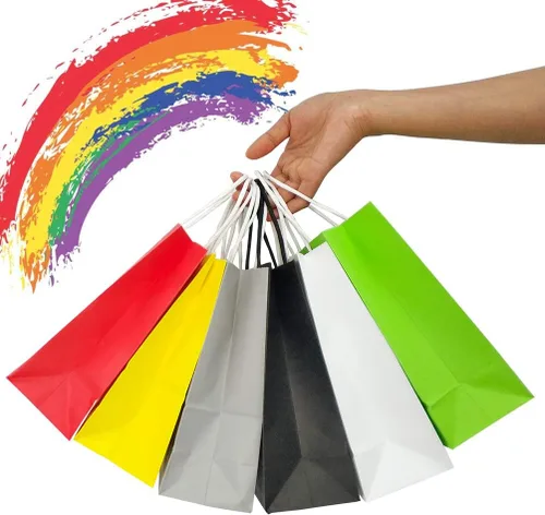 Miniatura 7 de 25 bolsas de regalo pequeñas de papel kraft morado claro, bolsas de regalo moradas con asas para recuerdos de fiesta (8.2 x 6 x 3.1 pulgadas)