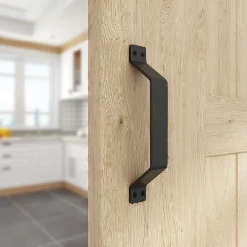 Miniatura 3 de WINSOON Manijas rústicas para puerta de granero, juego de 2 manijas de puerta de acero sólido pintadas en negro, cómodas y prácticas, accesorios