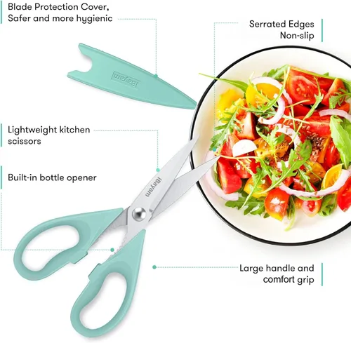Miniatura 2 de Tijeras de Cocina, iBayam Tijeras de Cocina Resistentes para Carne Tijeras para Aves de Corral, Aptas para Lavavajillas Tijeras de Cocina para Sky