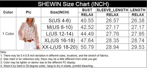 Miniatura 6 de SHEWIN - Blusas casuales, holgadas, de estilo bohemio, mangas largas, con cuello en V y estampado floral para mujer