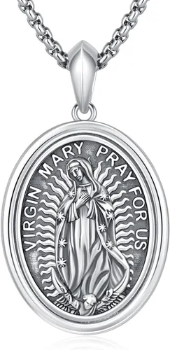 Miniatura 239 de Collar de plata de ley 925 con medalla de San Patrón, colgante de protección católica, amuleto, joyería religiosa para hombres y mujeres