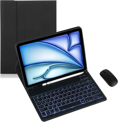 Miniatura 17 de Funda de teclado para tableta Samsung Galaxy Tab A8 X200/X205 de 10.5 pulgadas, cubierta protectora de teclado con soporte multiángulo, borde de Azul