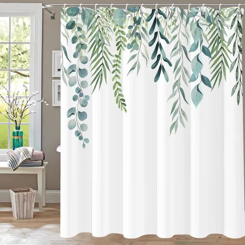 Miniatura 21 de Cortina de ducha floral, cortinas de ducha de flores para baño, cortina de baño de hojas de acuarela, cortinas de ducha de tela para el hogar