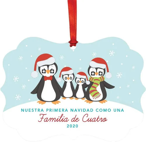 Miniatura 16 de Andaz Press Adorno de recuerdo de Navidad con marco de fantasía de familia española, Nuestra Primera Navidad Como UNA Familia De Tres 2024, Familia