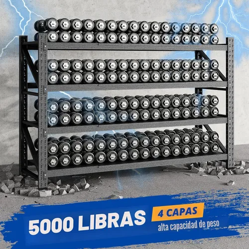 Miniatura 3 de BYNSOE - Estantes de almacenamiento de 71" de ancho, estanterías de metal para garaje de 5000 libras, estanterías de garaje resistentes, estanterías