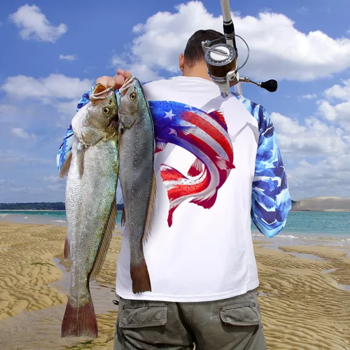 Miniatura 4 de Palmyth - Camiseta de pesca para hombre, con manga larga, protección solar ultravioleta FPU 50+, con bolsillo