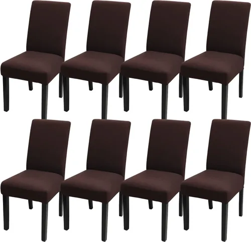 Miniatura 38 de JQinHome Juego de 8 fundas para sillas de comedor, fundas de alta elasticidad extraíbles y lavables, fundas protectoras de asiento para silla