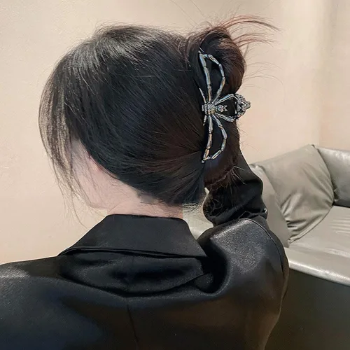 Miniatura 7 de ROMODIYA Pinza para el pelo de araña, clip de metal negro con diseño, accesorios para el cabello para cabello fino/grueso, gran agarre fuerte