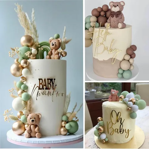 Miniatura 4 de ASTARON 32 piezas de decoración de bolas para pastel, mini globos, palos para decoración de pastel, bolas de espuma, púas de pastel, bolas