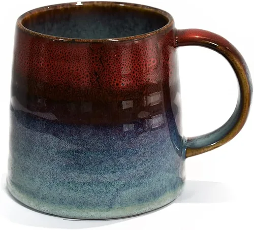 Taza de café grande de cerámica, taza de té para oficina y hogar, tazas de café de cerámica hechas a mano, 16.5 onzas, aptas para lavavajillas y