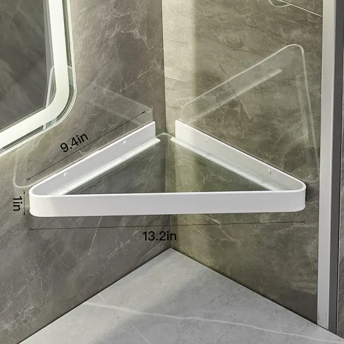 Miniatura 2 de VOLPONE Estantes de baño Estante de esquina de vidrio montado en la pared para baño Estante flotante Organizador de pared de vidrio templado 2