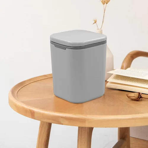 Miniatura 5 de Morcte - Cubo de basura pequeño de 0.5 galones, mini bote de basura gris para escritorio Mini papelera de escritorio, tapa de botón