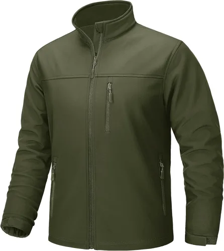 Miniatura 9 de TACVASEN Chaqueta ligera Softshell para hombre, con forro polar, impermeable, táctica, con cremallera, abrigo de invierno cortavientos casual